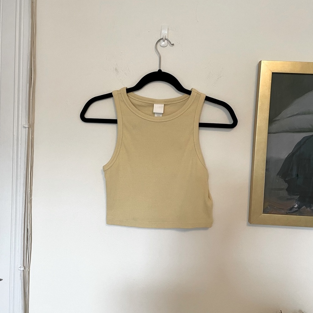 H&M yellow ribbed crop tank